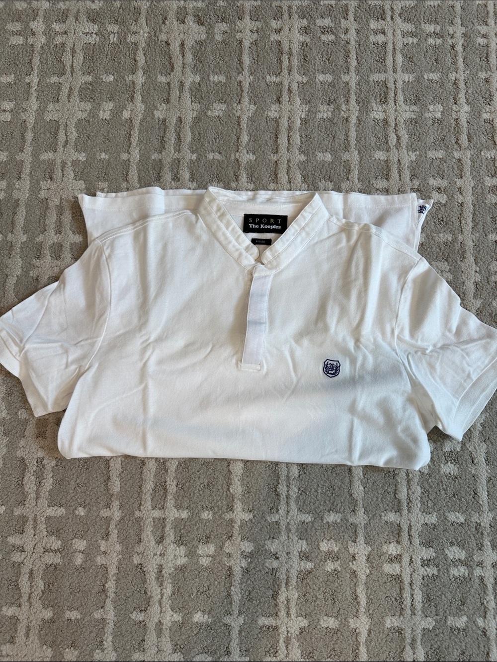 The Kooples White Kids Polo with Navy Crest